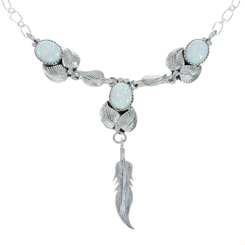 Navajo Sterling Silver Opal Pendant Chain Necklace X11169